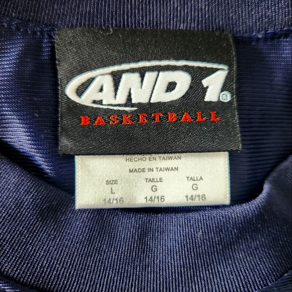 AND1 Vintage Basketball Jersey (Navy Blue, Size L) - Picture 3 of 3